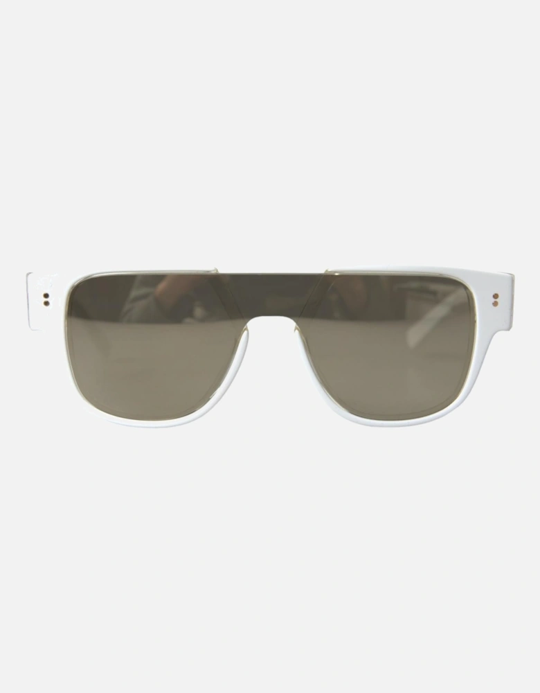 White Acetate Sunglasses with Grey Lenses Women