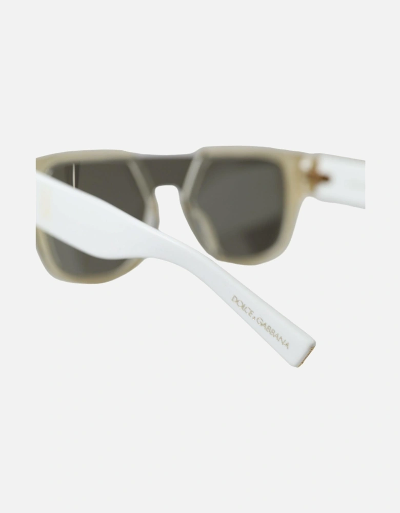 White Acetate Sunglasses with Grey Lenses Women