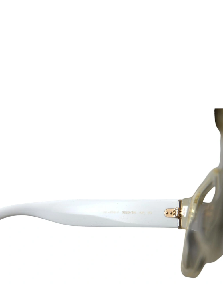 White Acetate Sunglasses with Grey Lenses Women