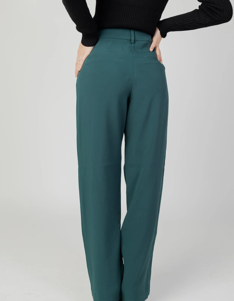 Wide Leg Pants High Waist Trousers Elegant Style Women - Green