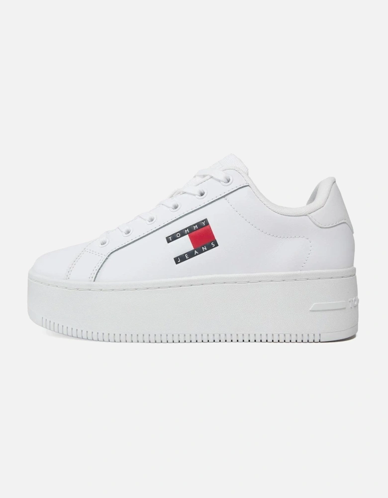 Leather and Polyurethane White Sneakers for Women