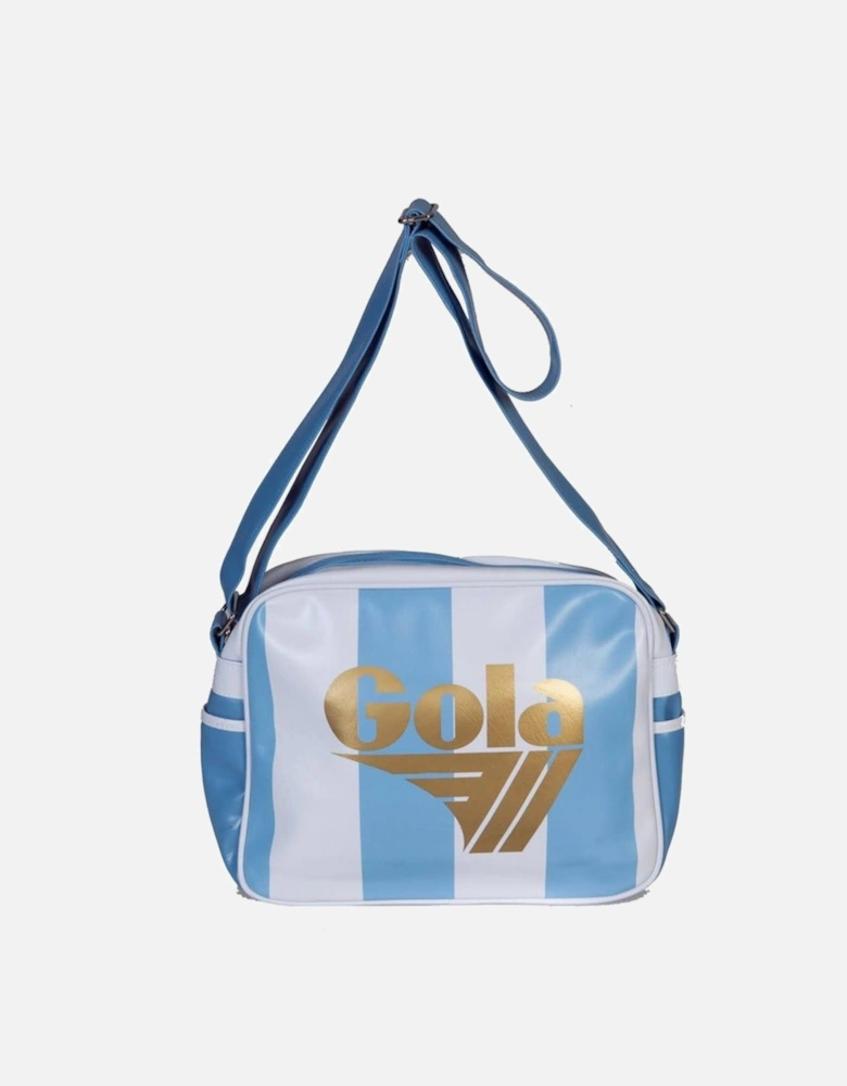 Printed Shoulder Bag with Zip and Multiple Pockets Women - Light Blue