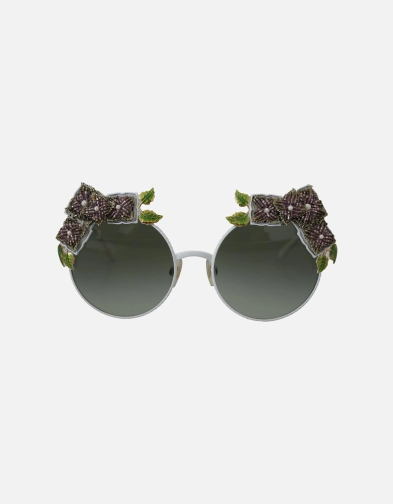 DG4338 Round Sunglasses Beaded Flowers Women - Gold