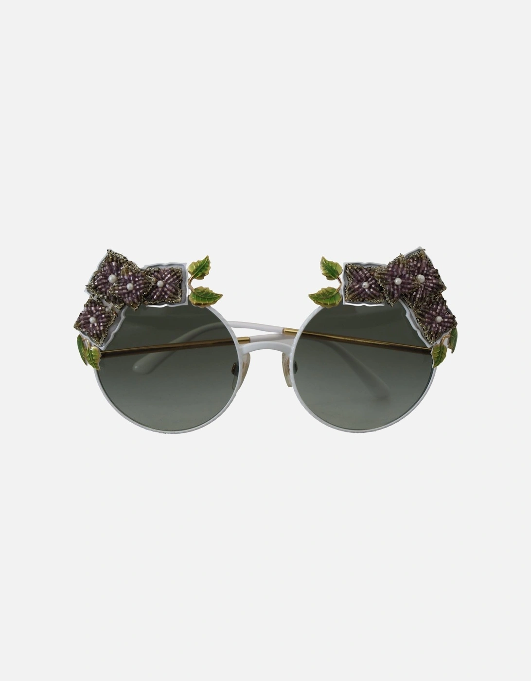 DG4338 Round Sunglasses Beaded Flowers Women - Gold