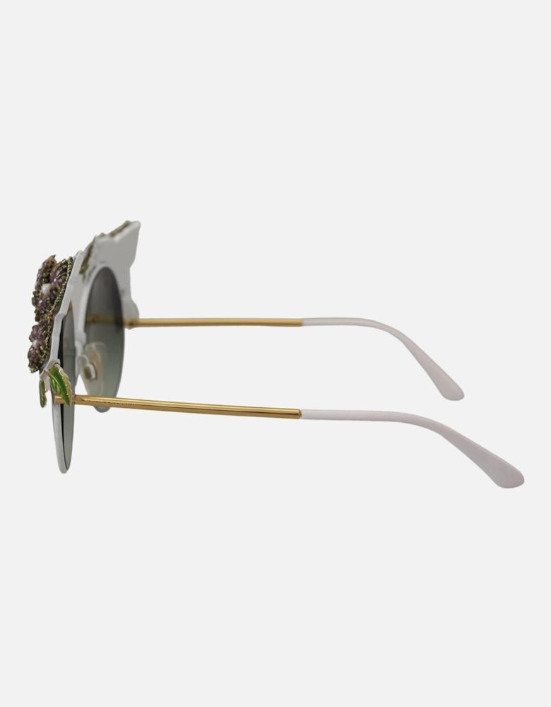 DG4338 Round Sunglasses Beaded Flowers Women - Gold