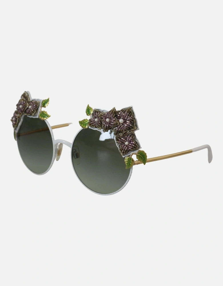 DG4338 Round Sunglasses Beaded Flowers Women - Gold