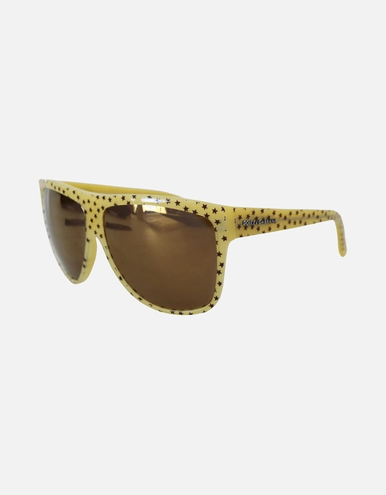 Star Pattern Acetate Frame Sunglasses with Brown Lens Women - Yellow