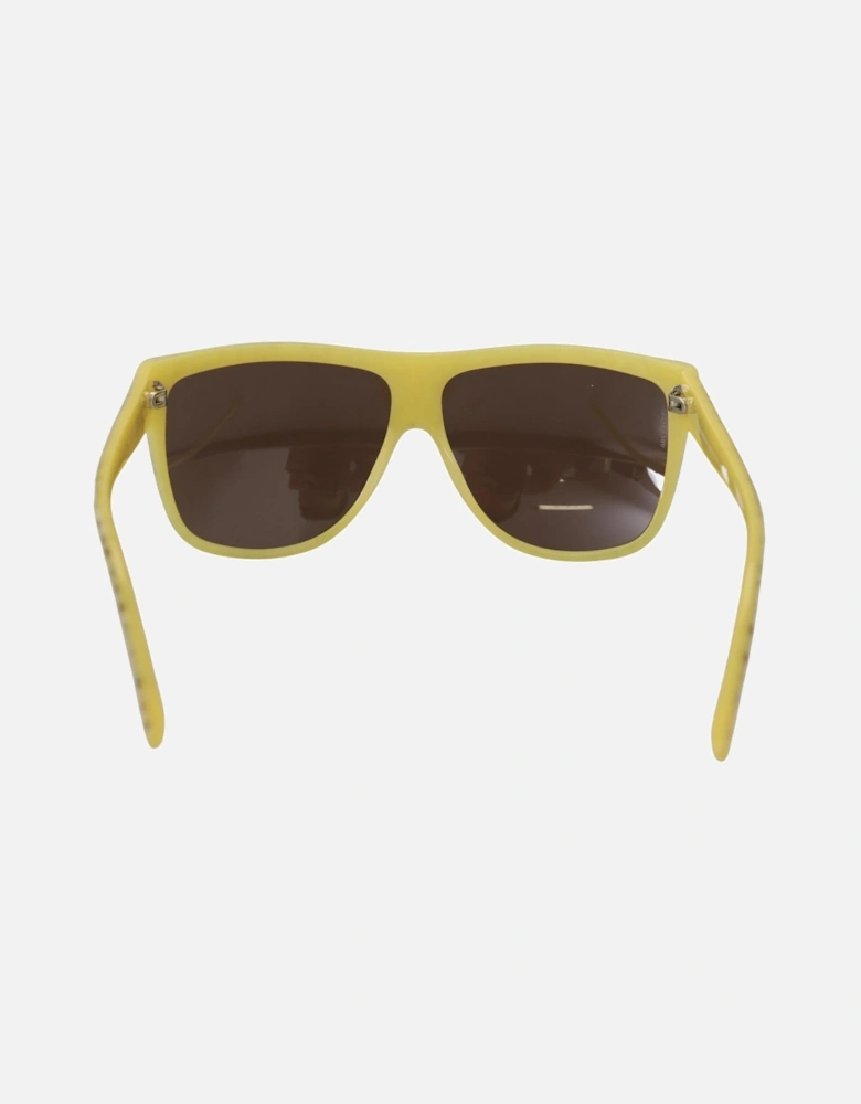 Star Pattern Acetate Frame Sunglasses with Brown Lens Women - Yellow