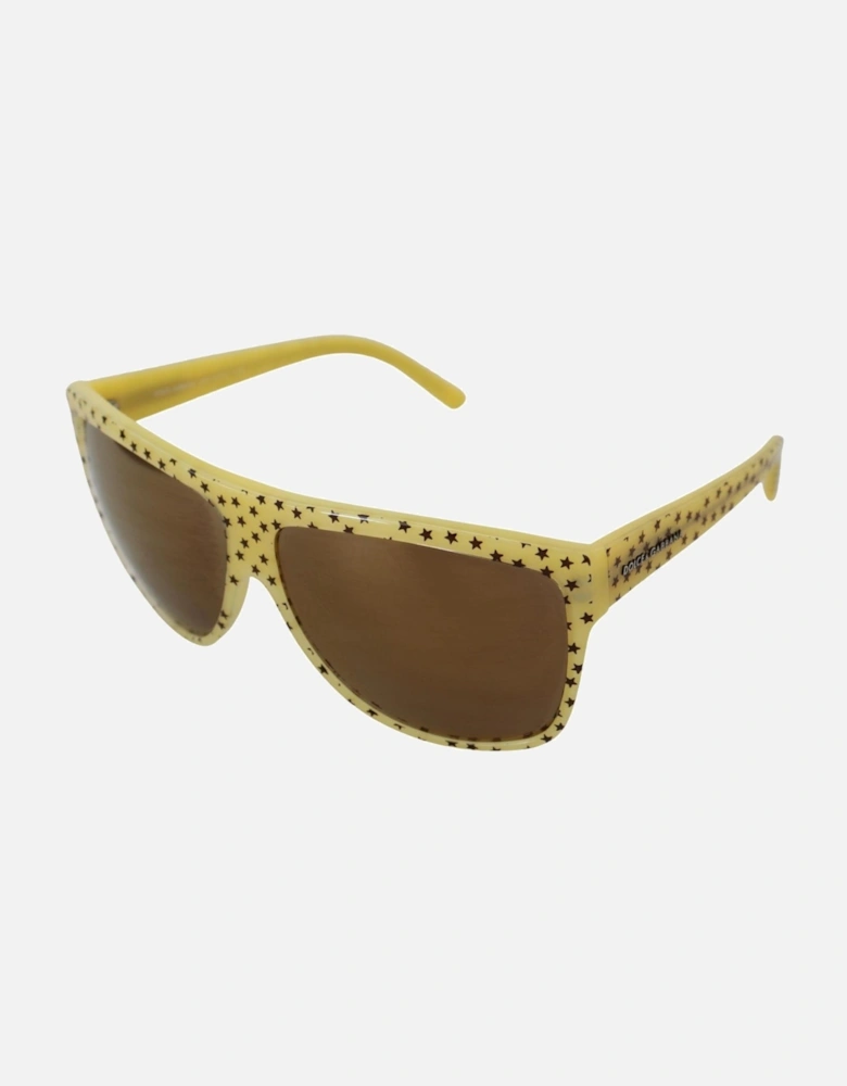 Star Pattern Acetate Frame Sunglasses with Brown Lens Women - Yellow