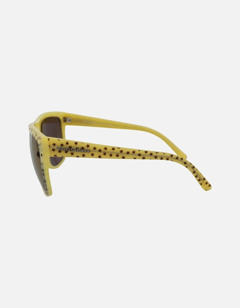 Star Pattern Acetate Frame Sunglasses with Brown Lens Women - Yellow