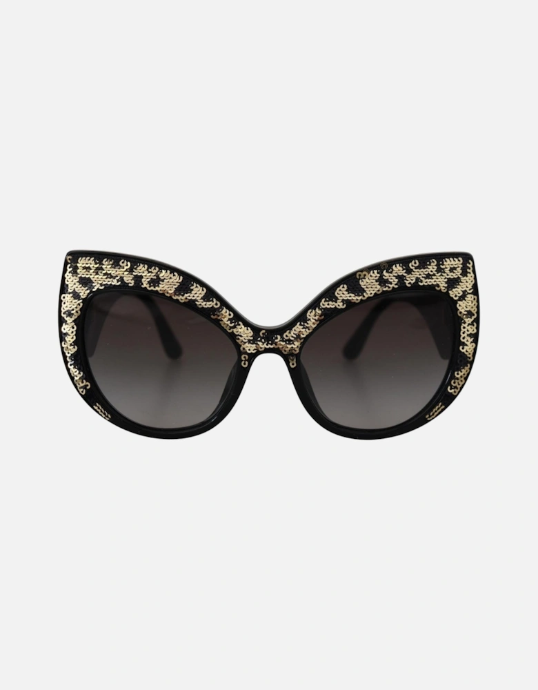 DG4338 Sequin Cat Eye Sunglasses Women - Black Gold