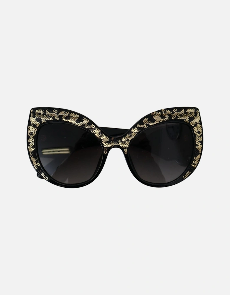 DG4338 Sequin Cat Eye Sunglasses Women - Black Gold