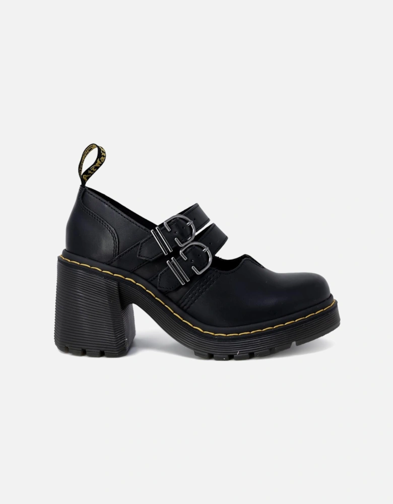 Quad Retro Mary Jane Heels Buckle Detail Women - Black Lace Ups