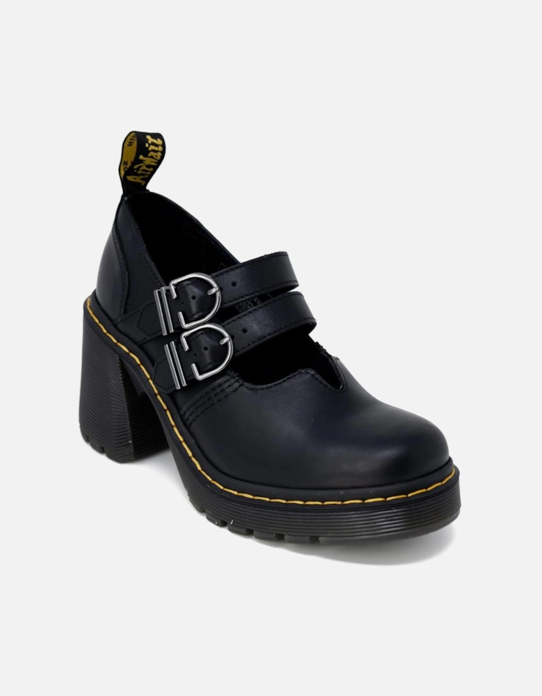 Quad Retro Mary Jane Heels Buckle Detail Women - Black Lace Ups