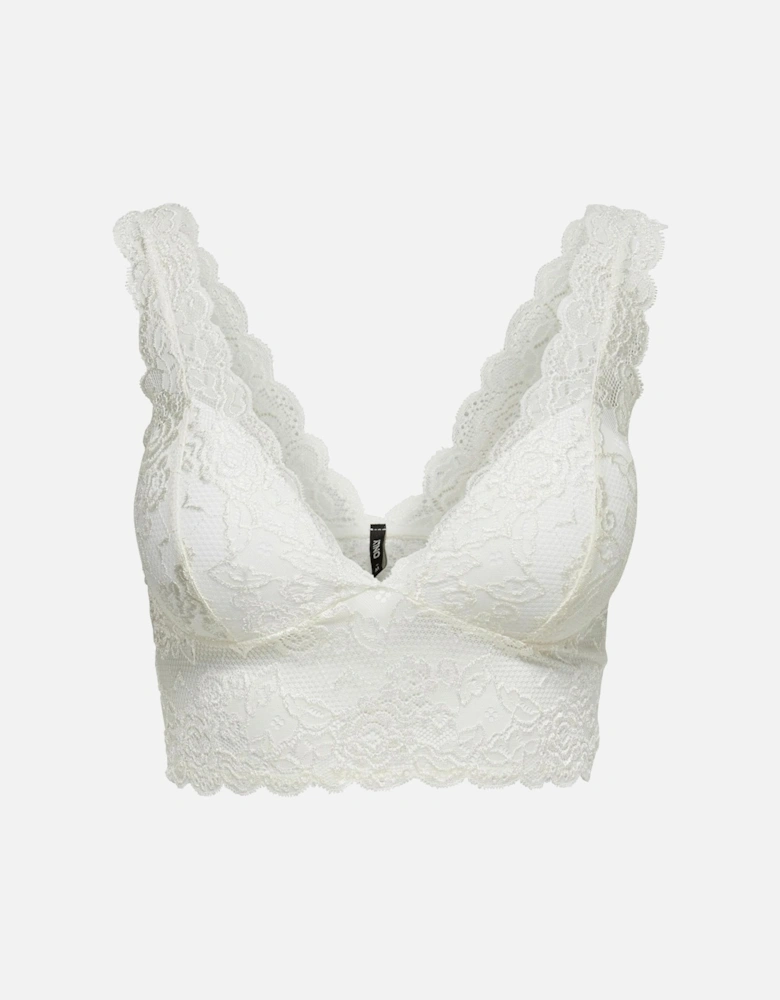 Lace Crop Top VNeck Sleeveless Women - White