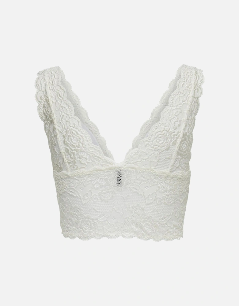 Lace Crop Top VNeck Sleeveless Women - White