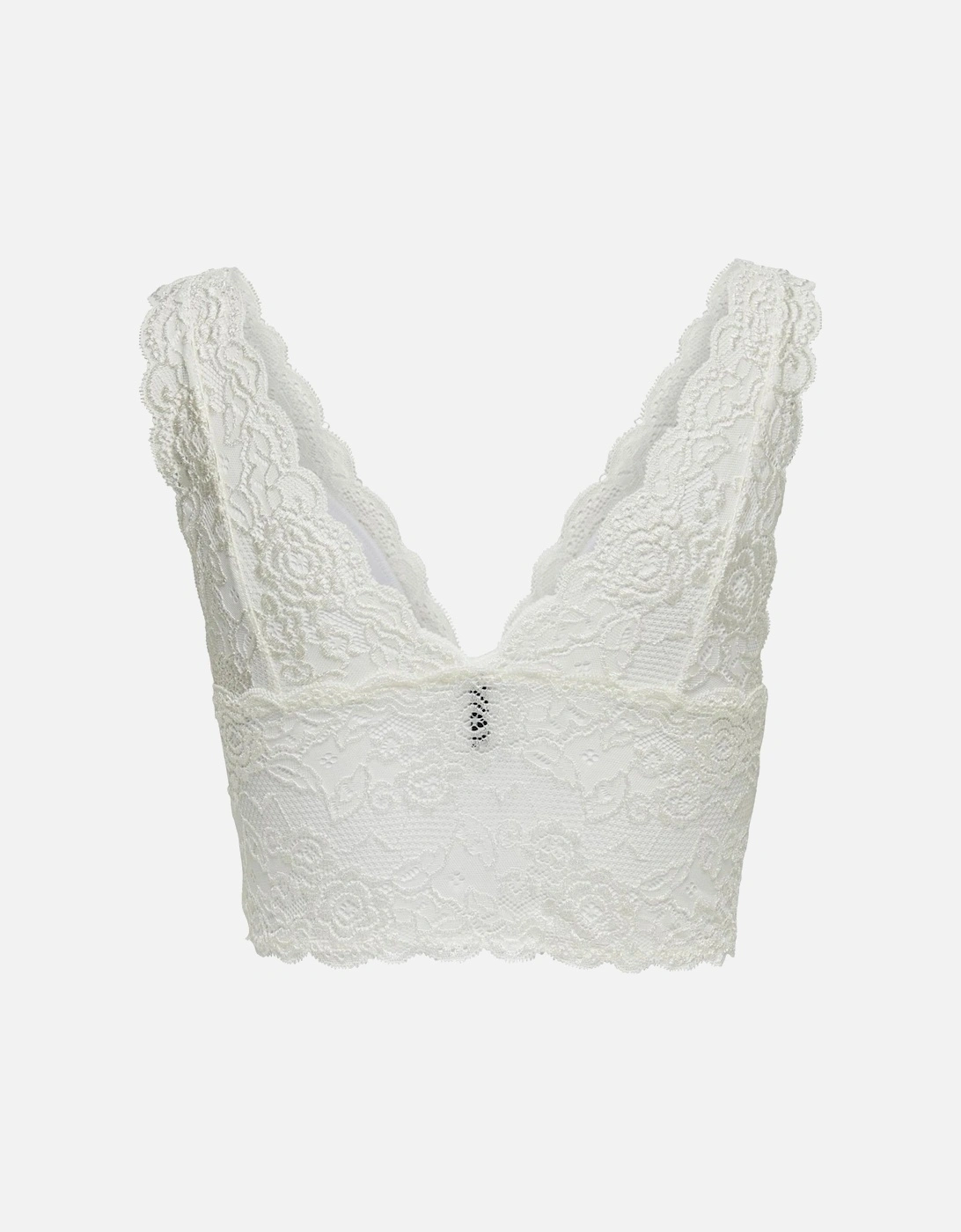 Lace Crop Top VNeck Sleeveless Women - White