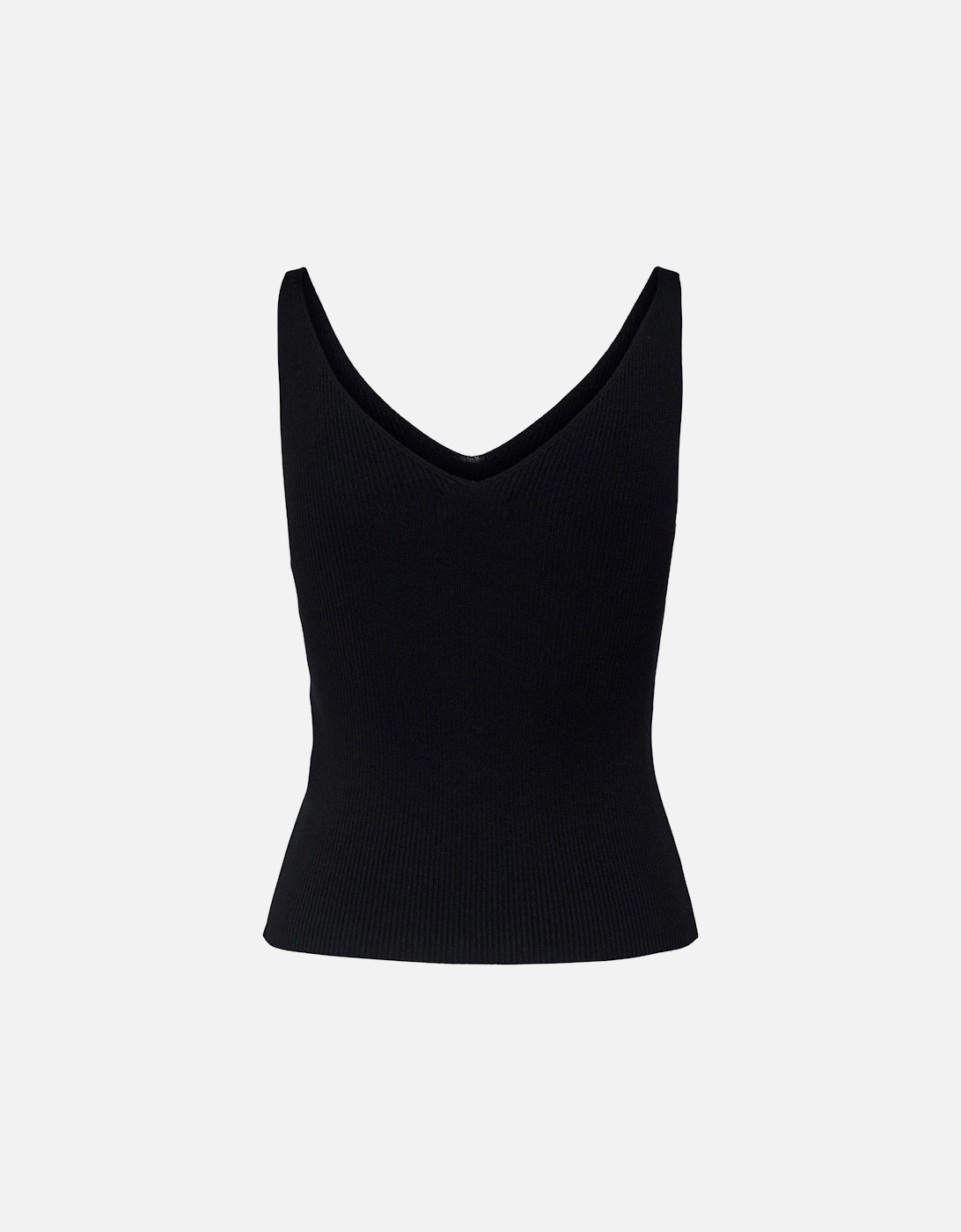 Ribbed Knit Tank Top VNeck Sleeveless Women - Black