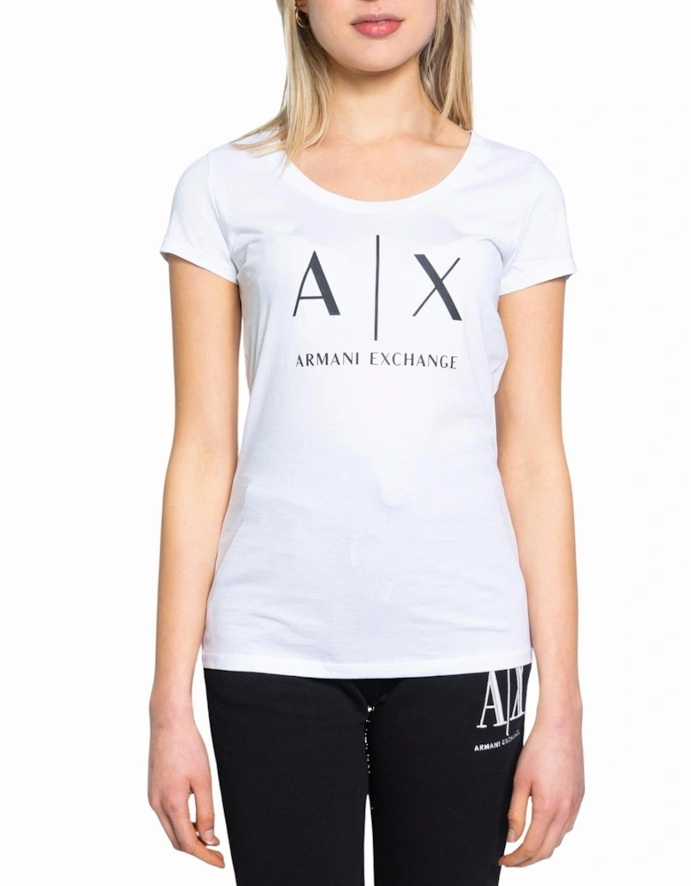 AX Logo Tee Casual Short Sleeve Women - White Shirts