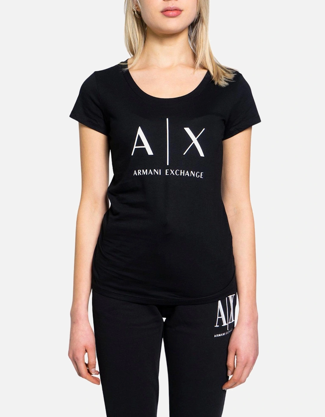 AX Logo Tee Short Sleeve Crew Neck Women - Black Shirts, 3 of 2