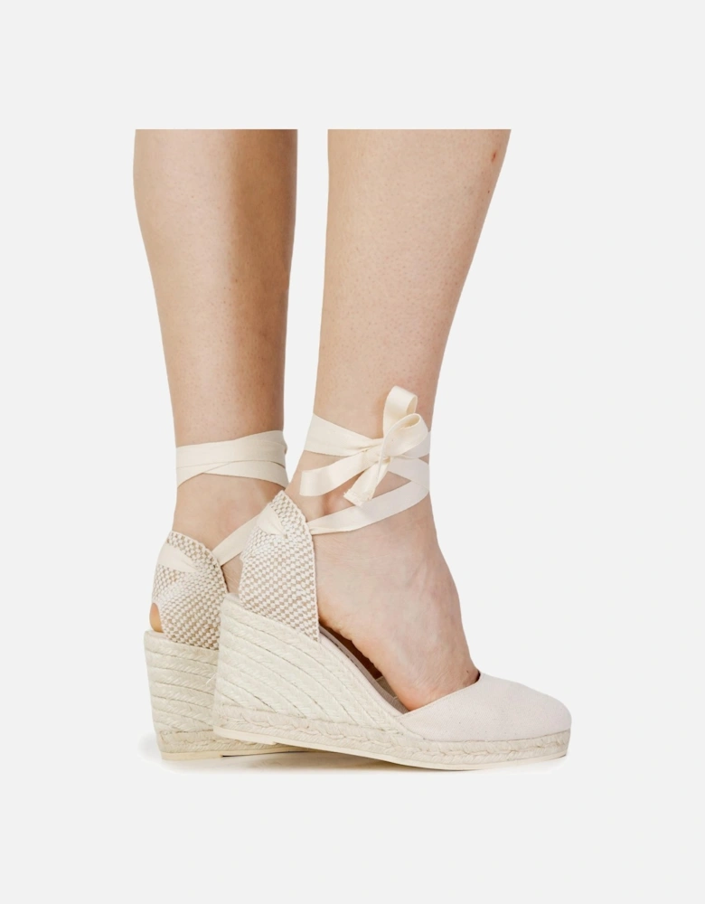White Cotton Espadrille Sandals Women