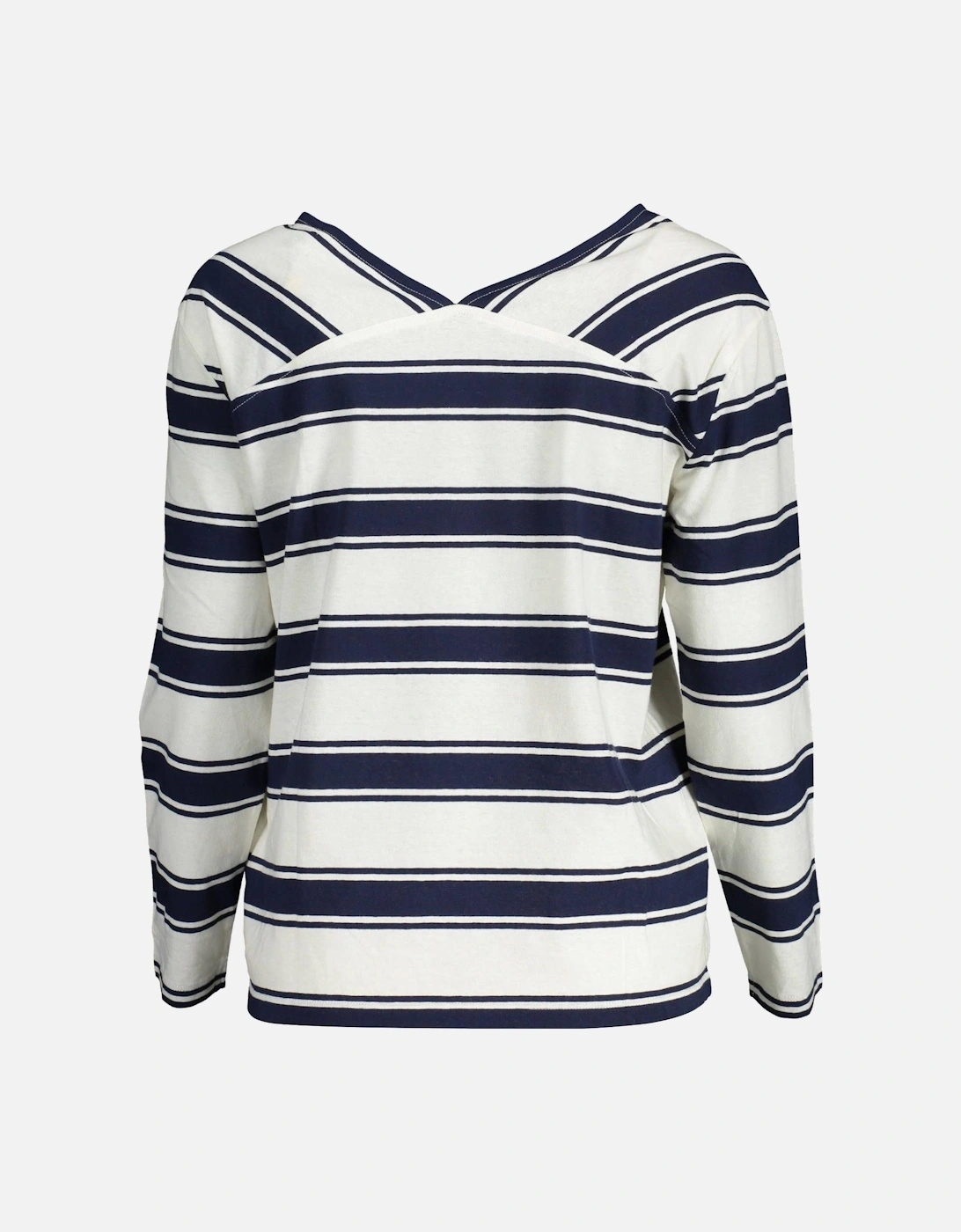 Long-Sleeved Cotton T-Shirt with Back V-Neckline Women - White