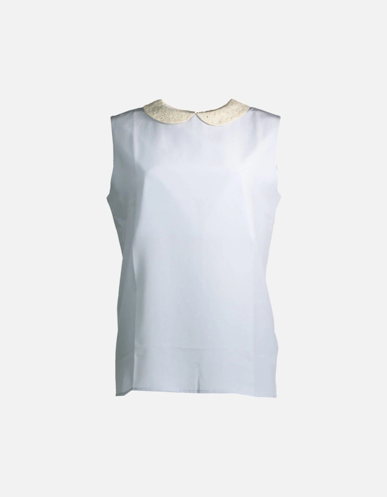 Silk Wide-Shoulder Tank with Removable Collar and Back Closure Women -