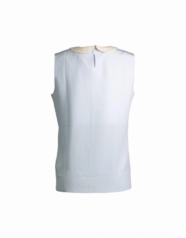 Silk Wide-Shoulder Tank with Removable Collar and Back Closure Women -