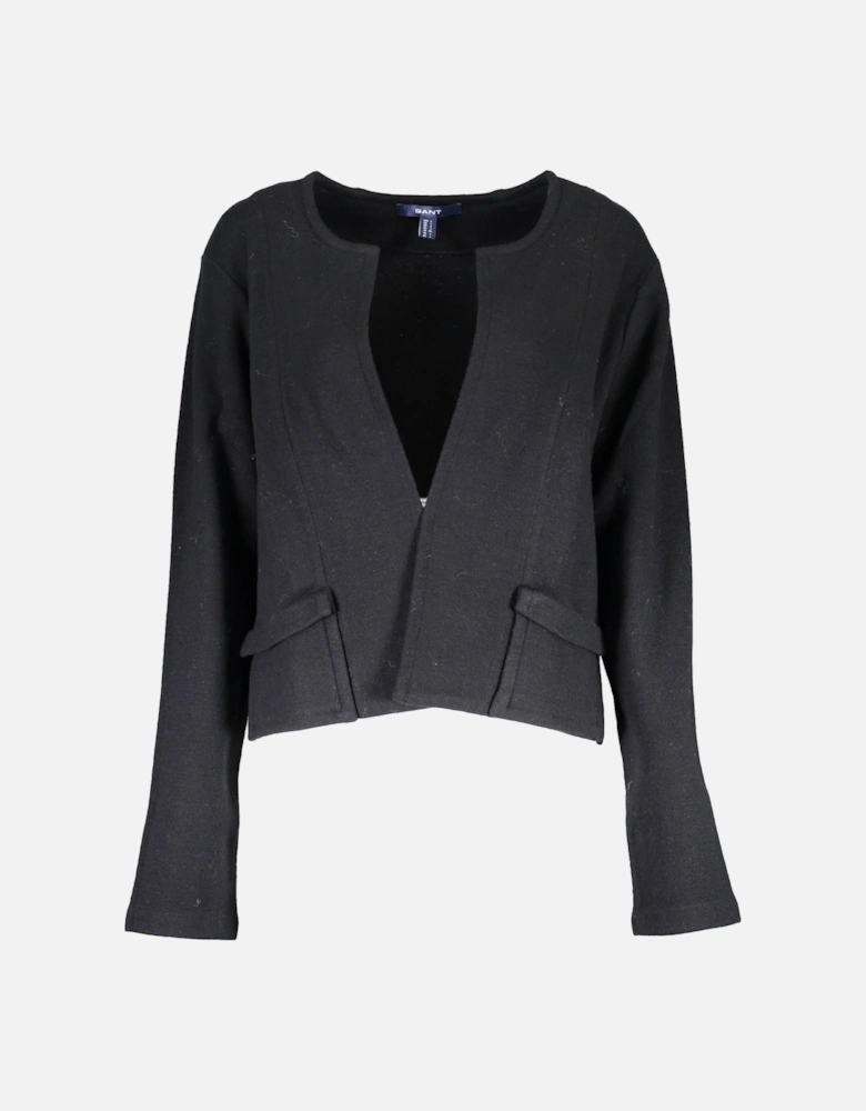 Logo Long Sleeve Cardigan with Pockets Women - Black Sweaters