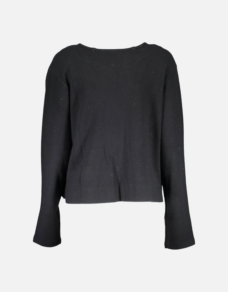 Logo Long Sleeve Cardigan with Pockets Women - Black Sweaters