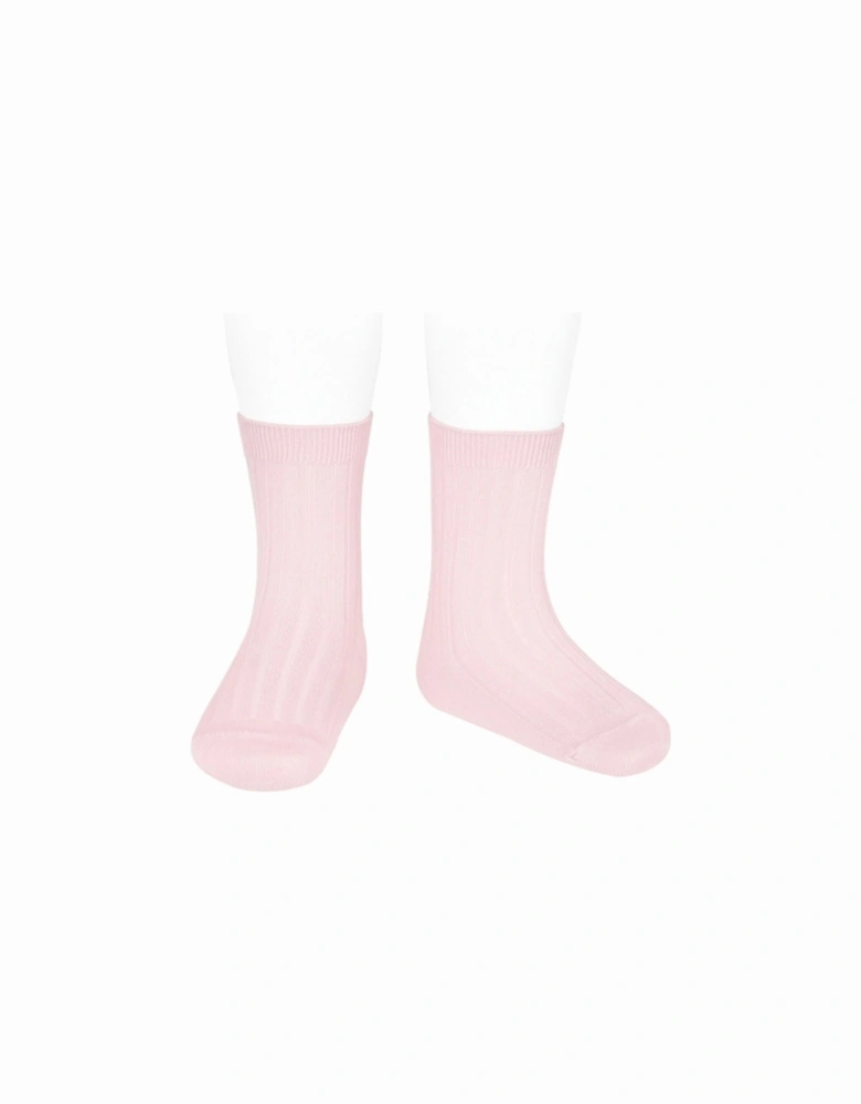 Pink Ribbed Ankle Socks