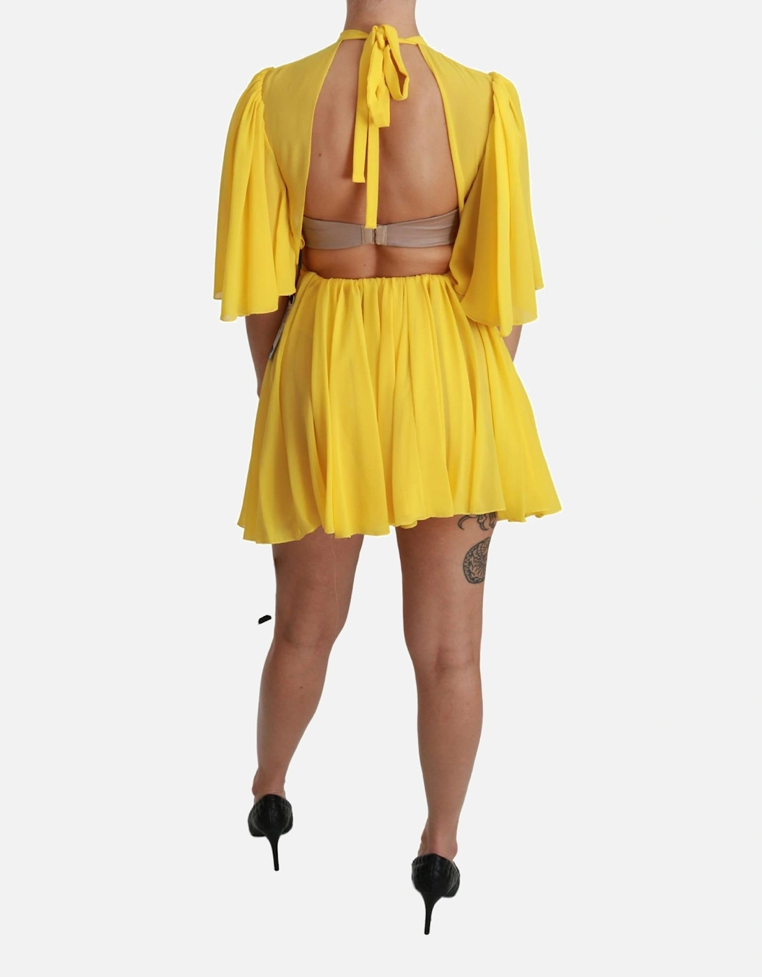 Pleated Mini Dress Women - Yellow Dresses