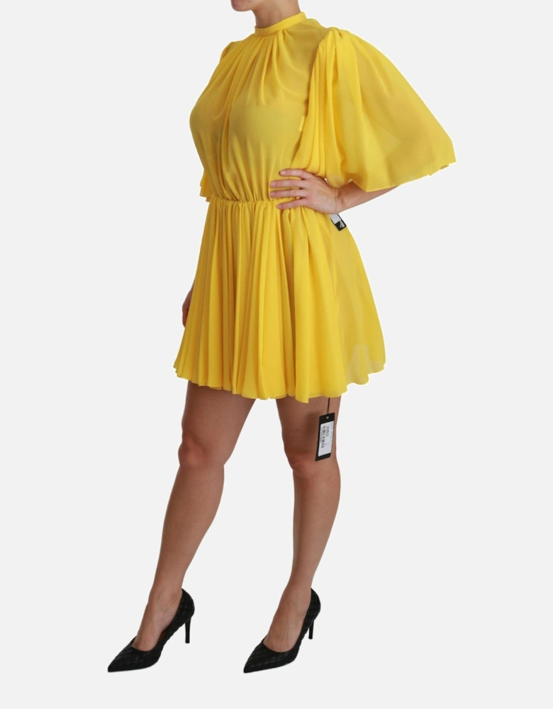 Pleated Mini Dress Women - Yellow Dresses