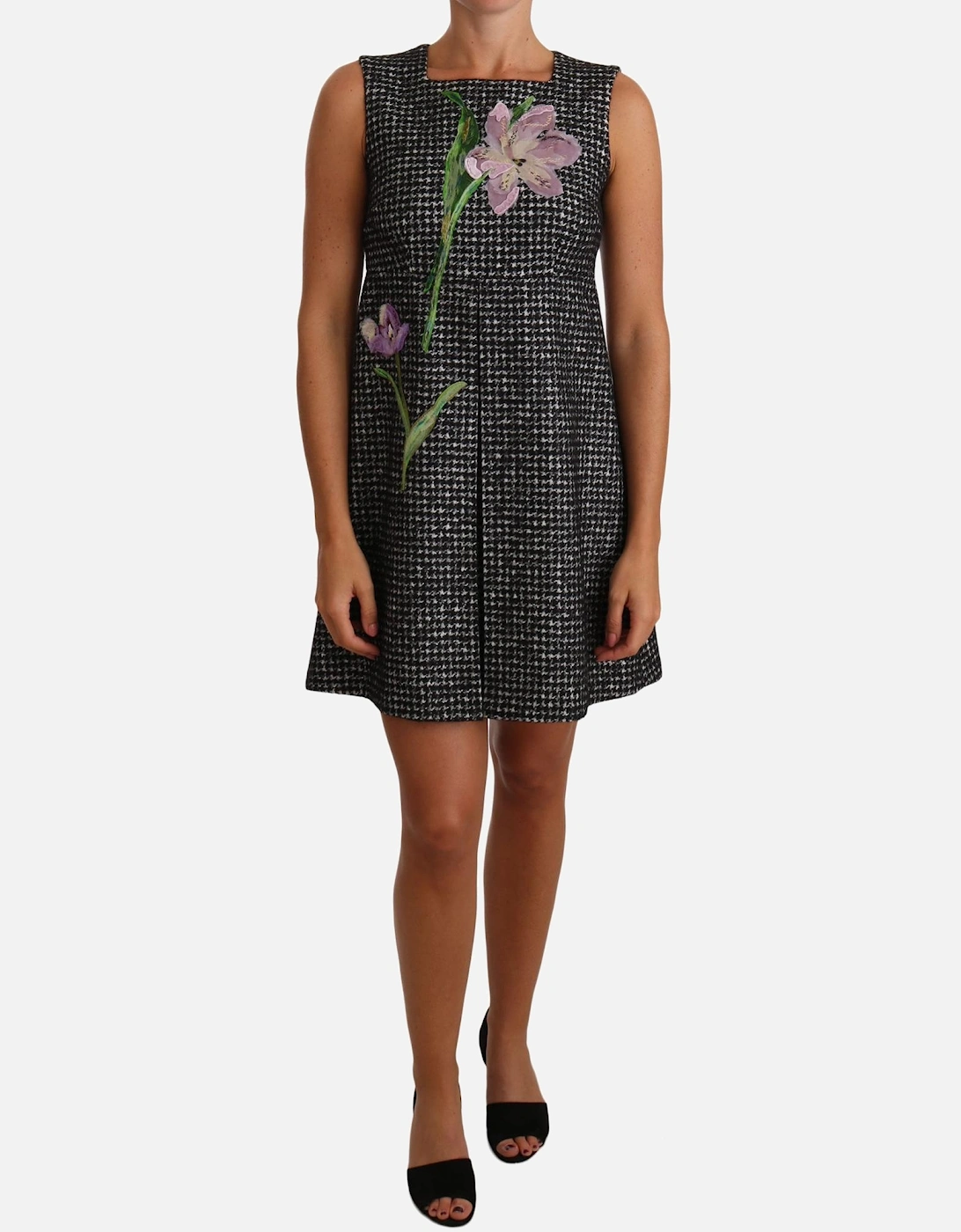 Dolce Gabbana Floral Embroidered Mini Tweed Dress Women - Gray Dresses, 5 of 4