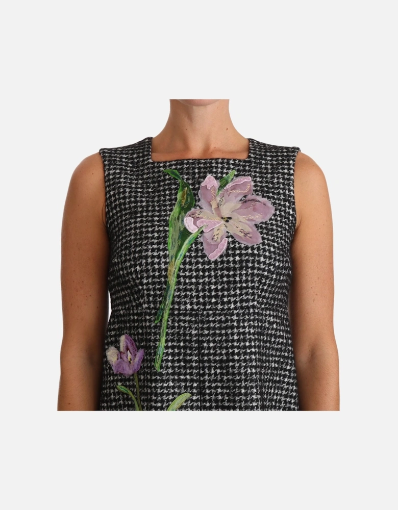 Dolce Gabbana Floral Embroidered Mini Tweed Dress Women - Gray Dresses