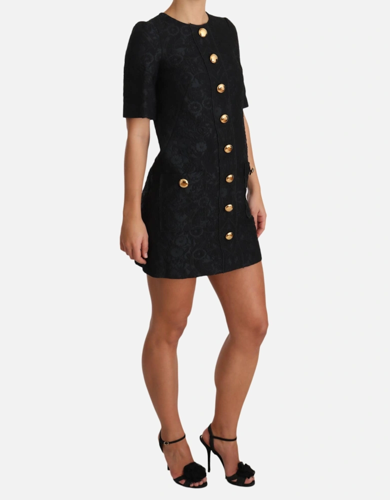 Dolce Gabbana Mini Dress Floral Brocade Women - Black Dresses