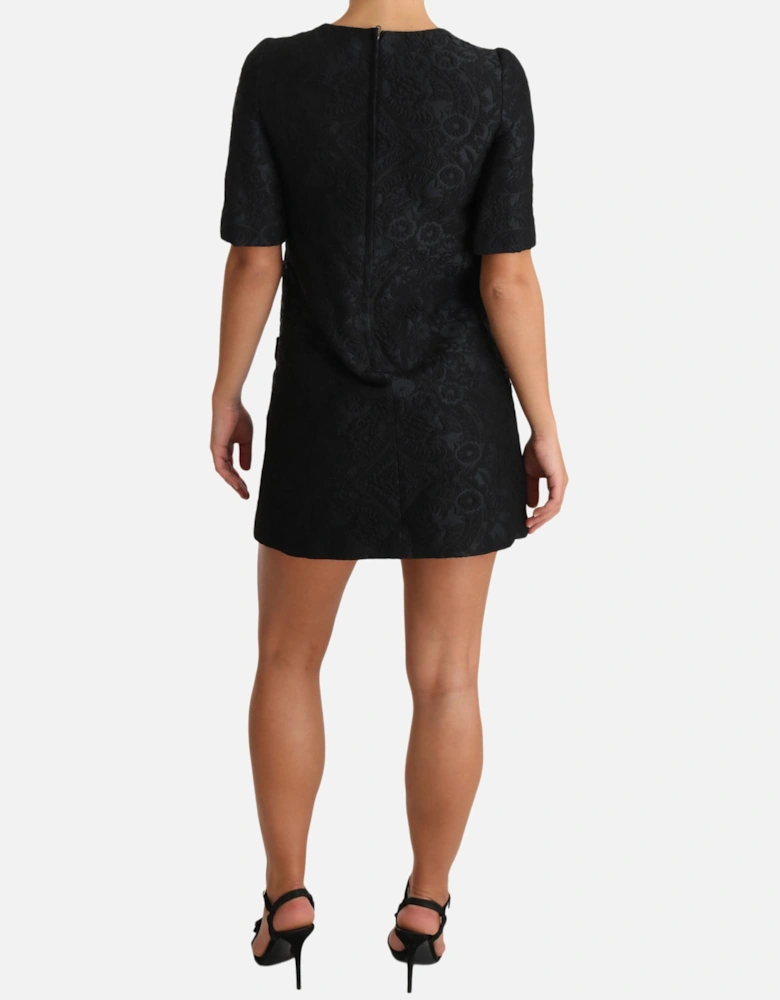 Dolce Gabbana Mini Dress Floral Brocade Women - Black Dresses