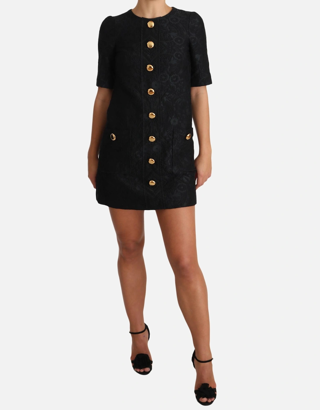 Dolce Gabbana Mini Dress Floral Brocade Women - Black Dresses, 6 of 5
