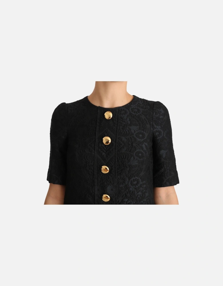 Dolce Gabbana Mini Dress Floral Brocade Women - Black Dresses