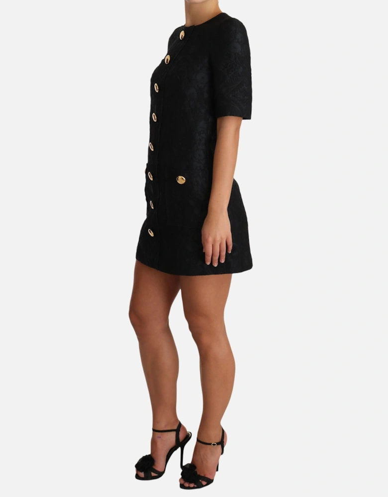 Dolce Gabbana Mini Dress Floral Brocade Women - Black Dresses