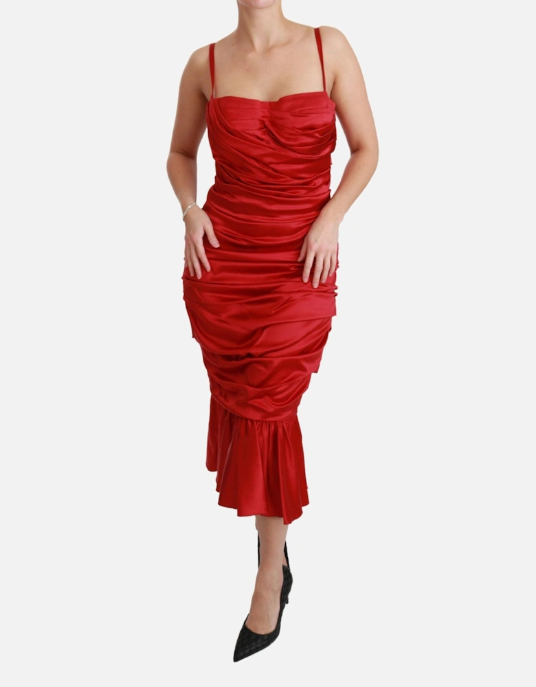 Dolce Gabbana Red Ruched Mermaid Dress DR2459 Women Dresses