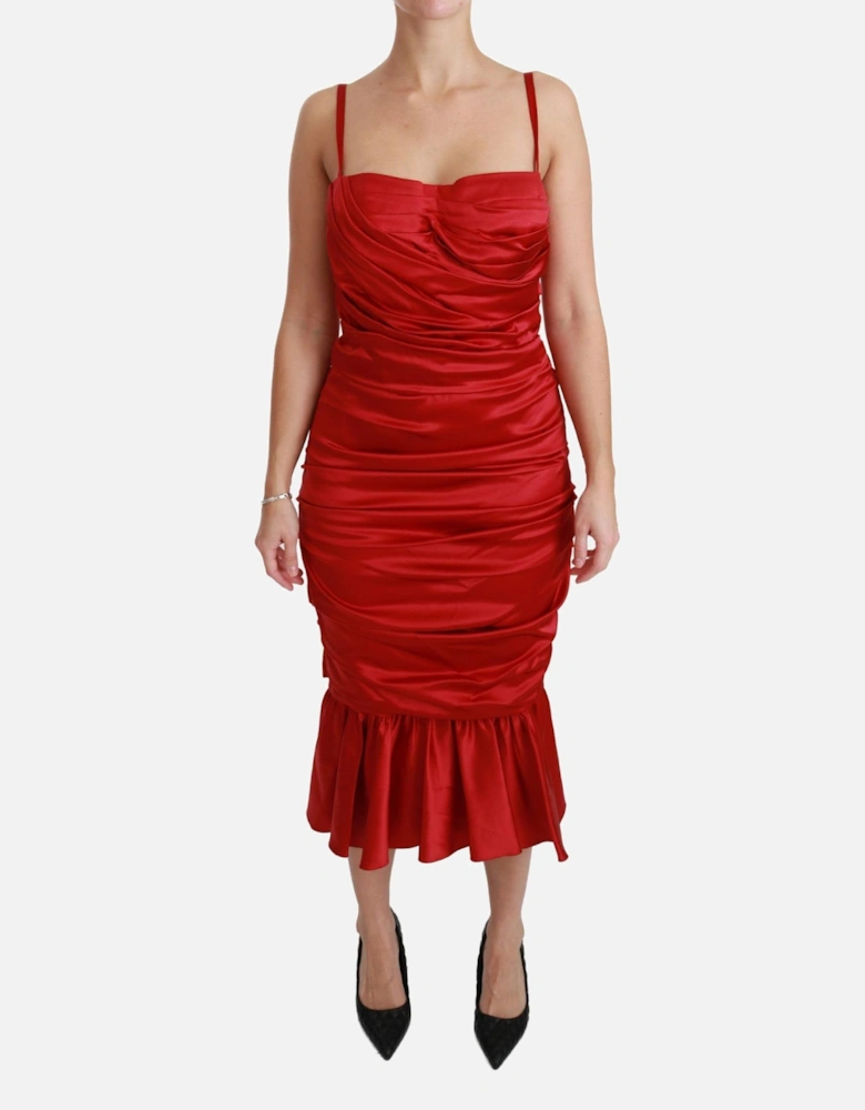 Dolce Gabbana Red Ruched Mermaid Dress DR2459 Women Dresses