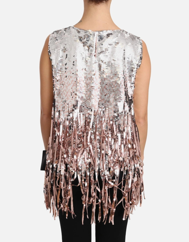 Sequined Fringe Tank Top Women - Gold And Pink Dresses
