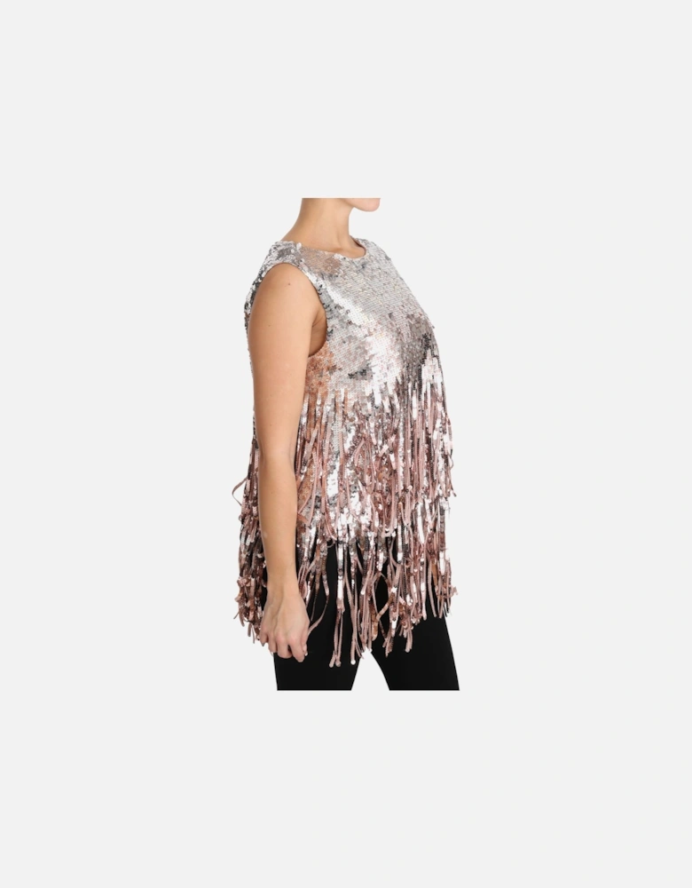 Sequined Fringe Tank Top Women - Gold And Pink Dresses