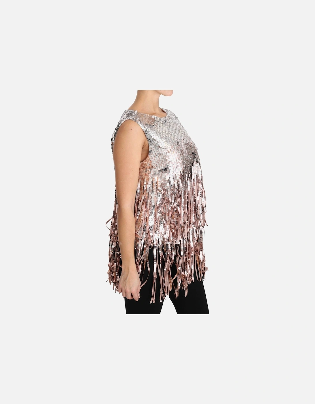 Sequined Fringe Tank Top Women - Gold And Pink Dresses