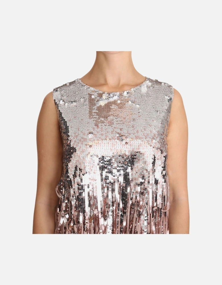 Sequined Fringe Tank Top Women - Gold And Pink Dresses