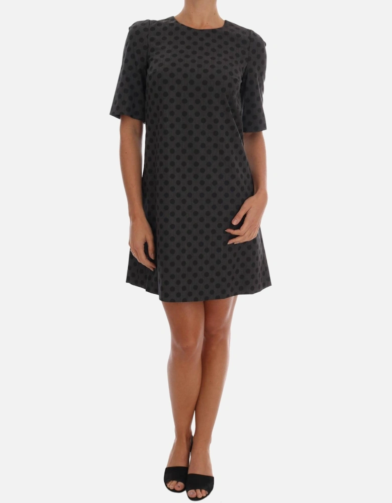 Polka Dot Mini Dress ALine Style Women - Gray Dresses