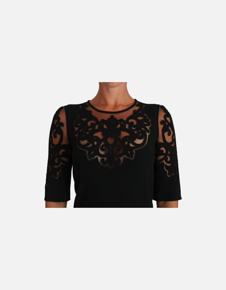 Dolce Gabbana Lace Overlay Sheath Dress Women - Black Dresses