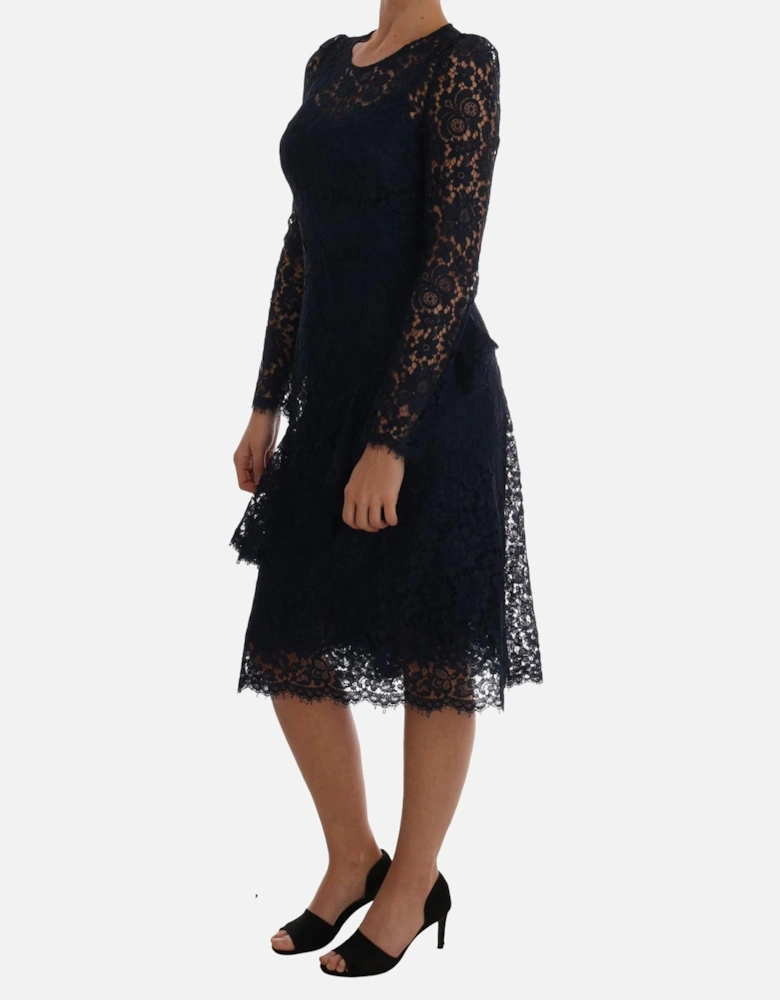 Lace ALine Dress Long Sleeves Women - Black Dresses