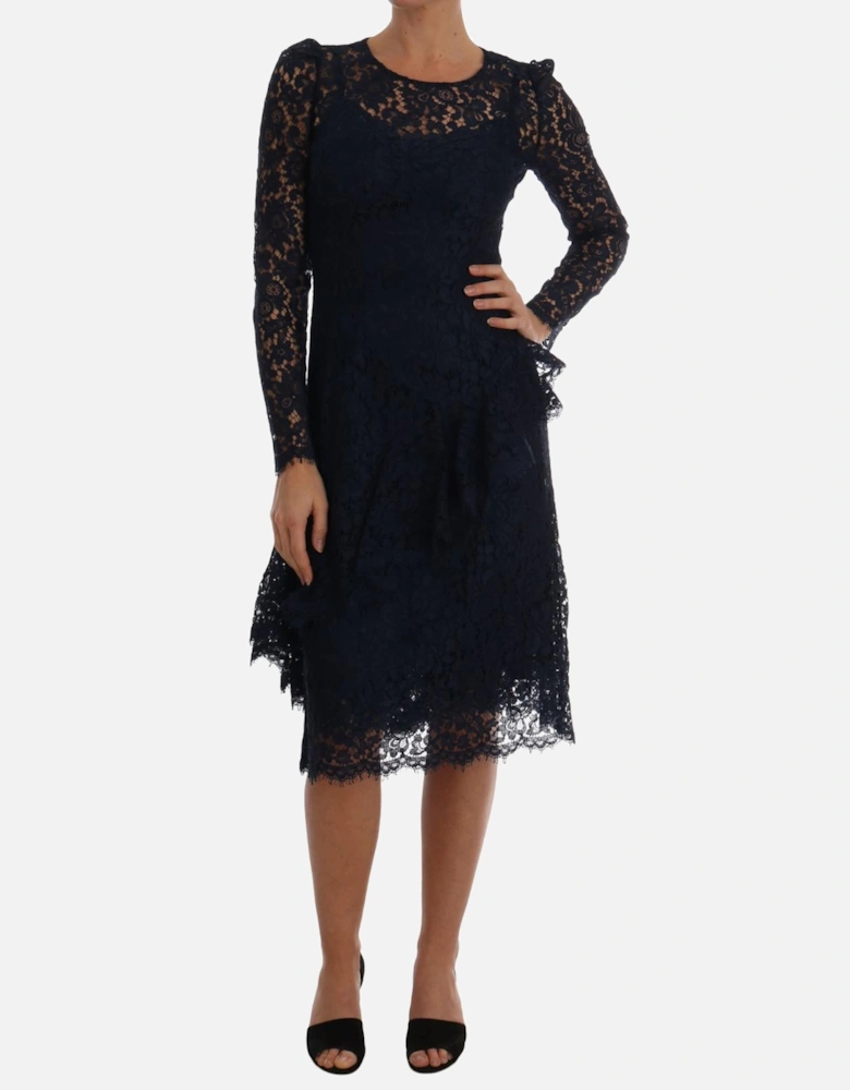 Lace ALine Dress Long Sleeves Women - Black Dresses
